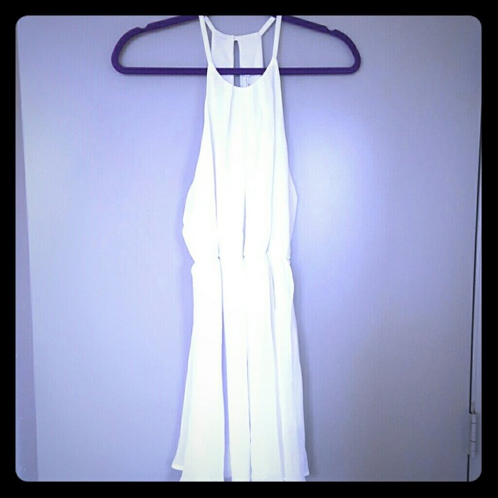 Drop armhole, white dress - S